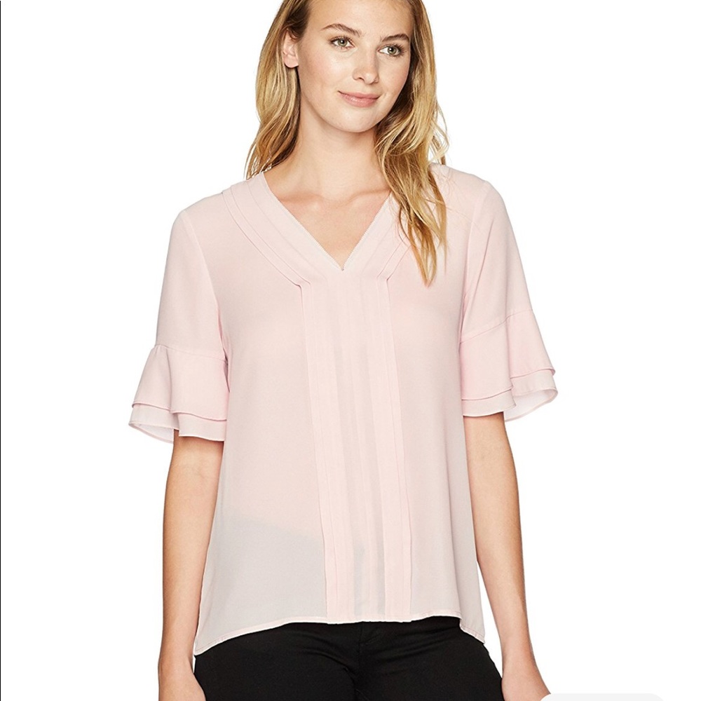 Ivanka Trump Georgette Flounce Sleeve Placket